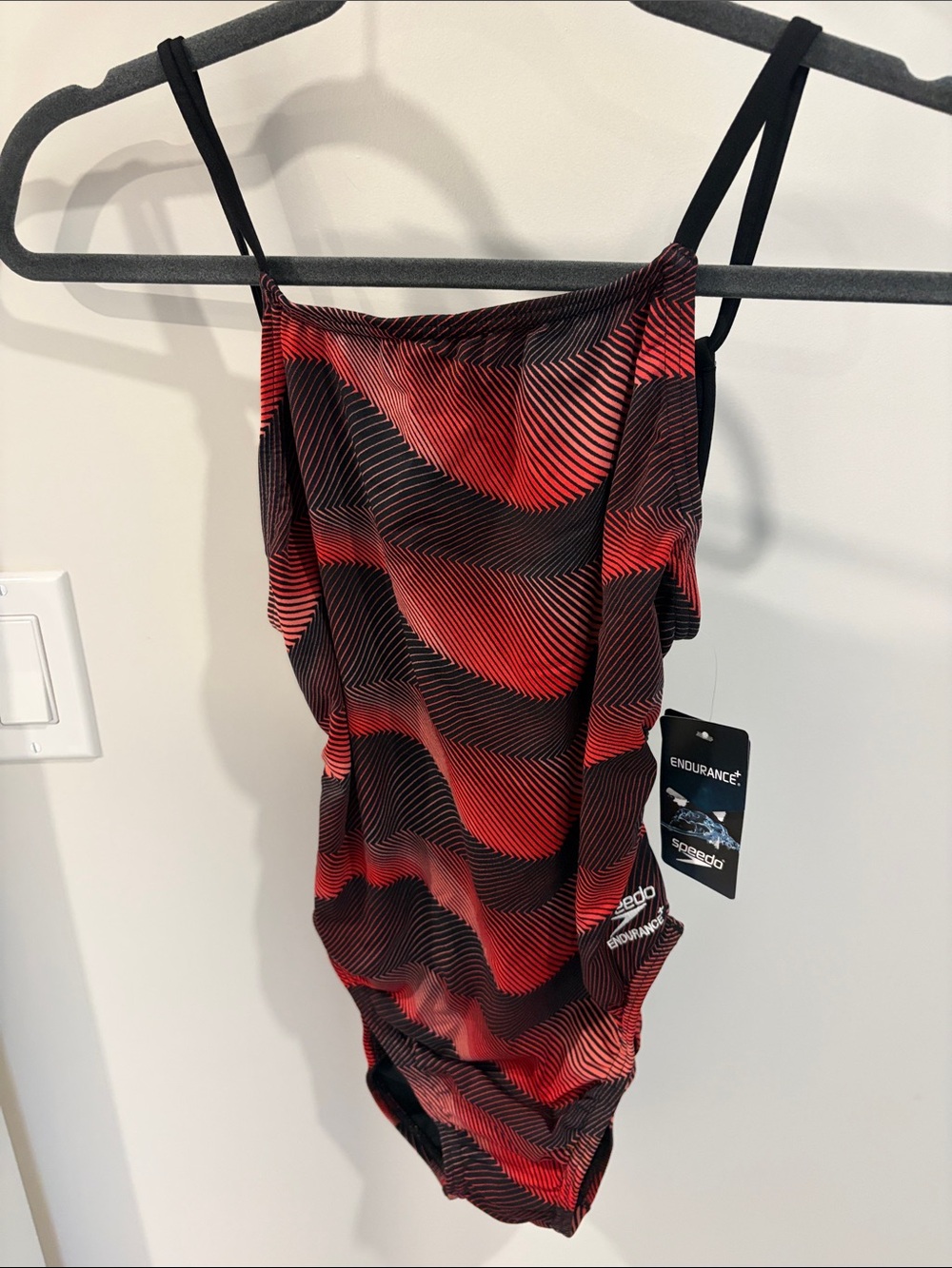 Speedo Red & Black Wave-Print Endurance